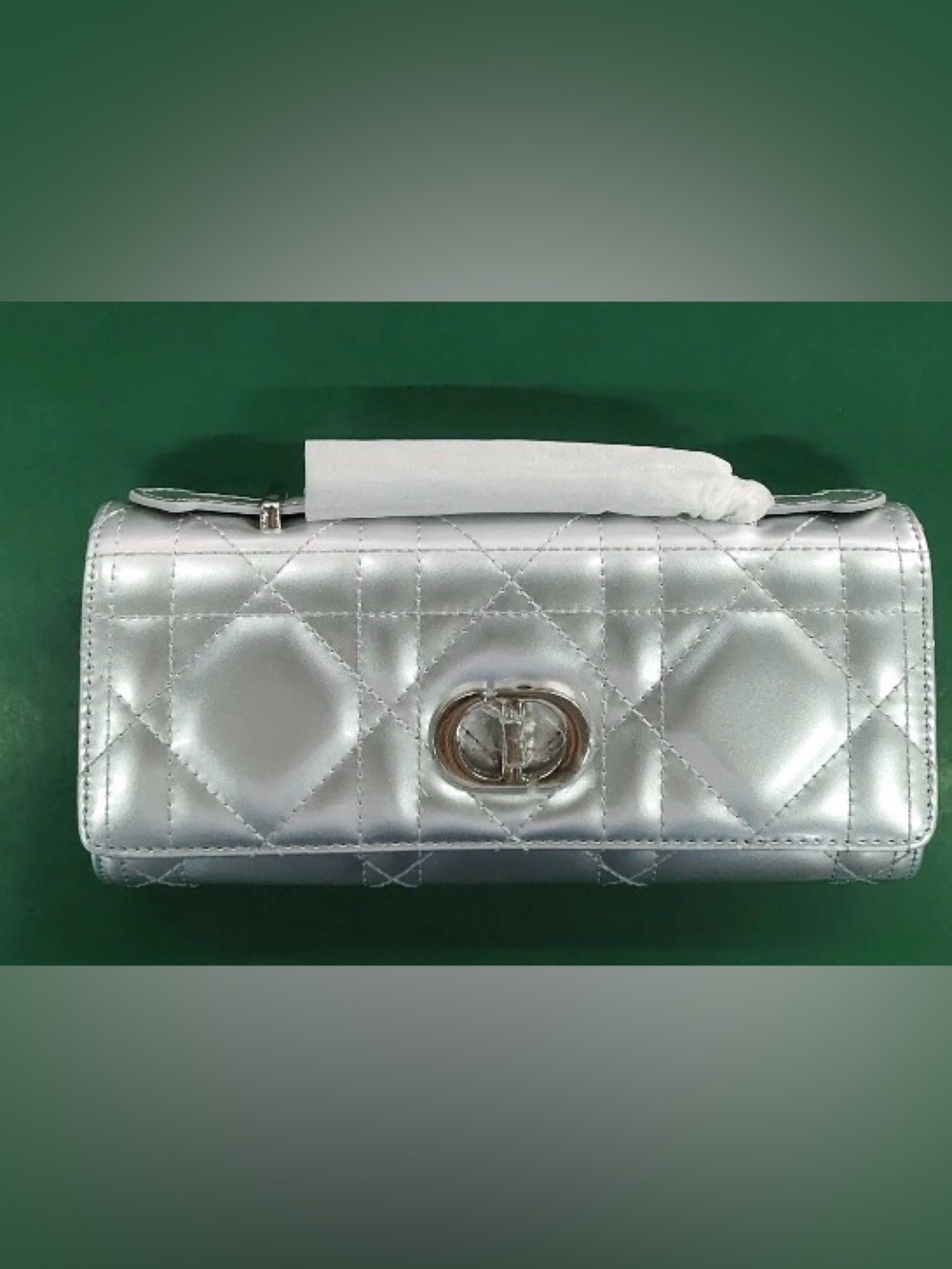 Silver Quilted Women’s Clutch Wallet - Metallic Finish